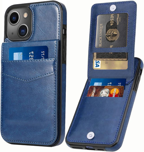 iPhone 13 Wallet Case with Credit Card Holder, PU Leather Wallet Case for 6.1 inch iPhone 13 (Blue)
