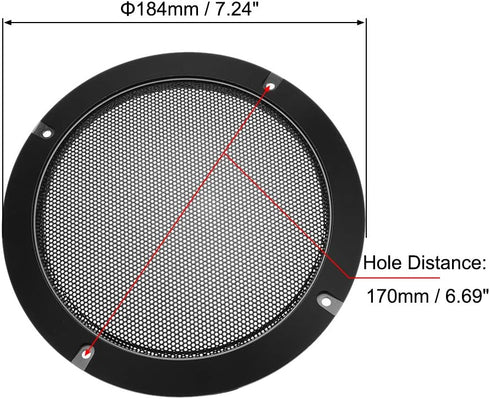 uxcell Speaker Grill Cover 6.5 Inch 184mm Mesh Decorative Circle Subwoofer Guard Protector Black (2pcs)