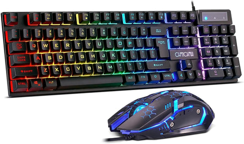 CHONCHOW Gaming Keyboard and Mouse Combo, USB Wired RGB Backlit, Mechanical Feel Anti-ghosting