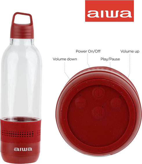 Aiwa Water Bottle with Speaker and Earphone Bundle - 400ml Water Bottle with 4 Hour Playtime and Wireless Sports Earphones with Integrated Mic, 10 Hours Playtime for Workout, Camping and Hiking by Aiwa