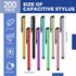 200 Pack Stylus Pens for Touch Screens - Capacitive Screen High Sensitivity Metal Tablet Pen, Universal Fine Point, 10