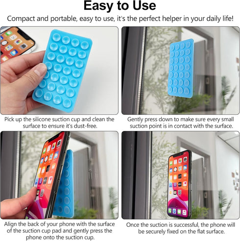 Zoolinn 6 PCS Multi-Colors Silicone Suction Cup Phone Holder, Non-Slip Sticky Phone Grip for Selfies, Hands-Free Use