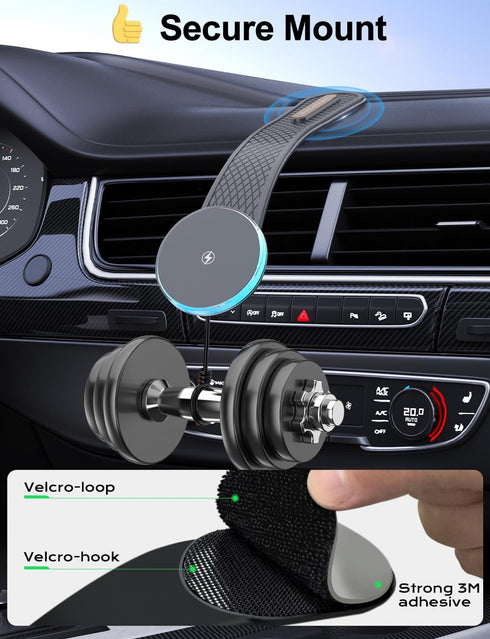 DIY Flexible Dashboard Magnetic Wireless Car Charger for MagSafe, 15W Fast Charging, Magnetic Car Phone Holder Mount