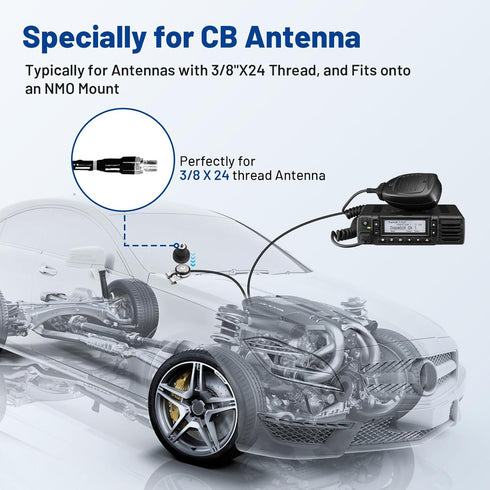 Anina 3/8 24 NMO to X Thread Adapter Antenna Mount for CB Ham Two Way Amateur Radio Antenna Brass Center Contact Low