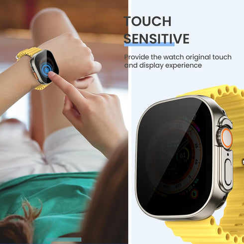 Tensea 2-in-1 Waterproof Screen Protector Case for Apple Watch Ultra 2/Ultra 49mm, Built-in Privacy Glass Film
