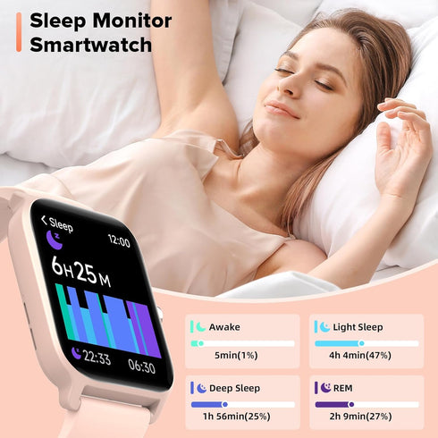 Smart Watches for Men/Women, 1.8'' Alexa Built-in Fitness Tracker with Bluetooth Calls, IP68 Waterproof, 110 Sport Modes