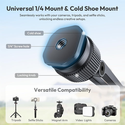 ULANZI MA07 1/4" 17/16/15/14/13/12 Magnetic Phone Tripod Mount for Magsafe, Aluminum Camera Phone Mount with Screw