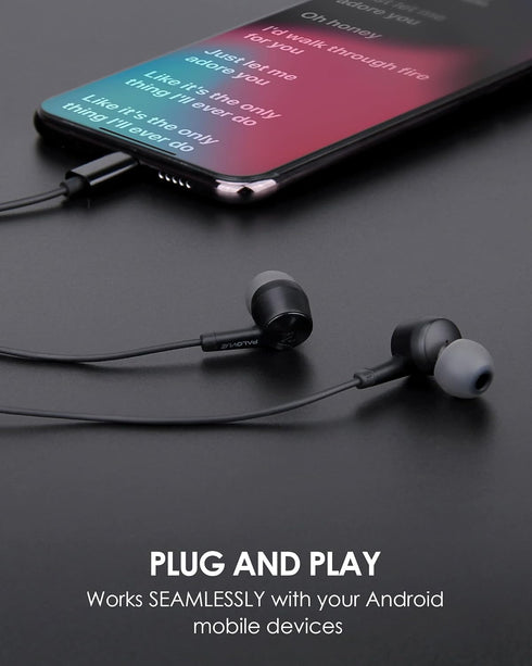 PALOVUE USB Type C Headphones in Ear Earphones Earbuds with Mic and Volume Control Compatible for Google Pixel Samsung Oneplus Huawei Sony MacBook SoundFlow