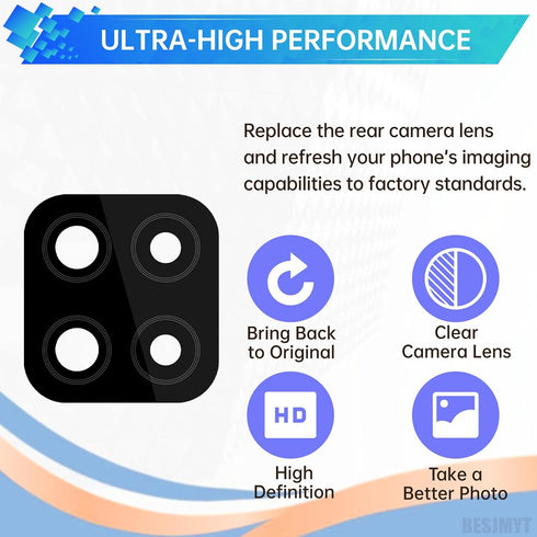 BESJMYT 2 Pack A12 A12 SM-A125U SM-A125U1 for Samsung Galaxy Rear Camera Lens Replacement Adhesive Back Camera Glass