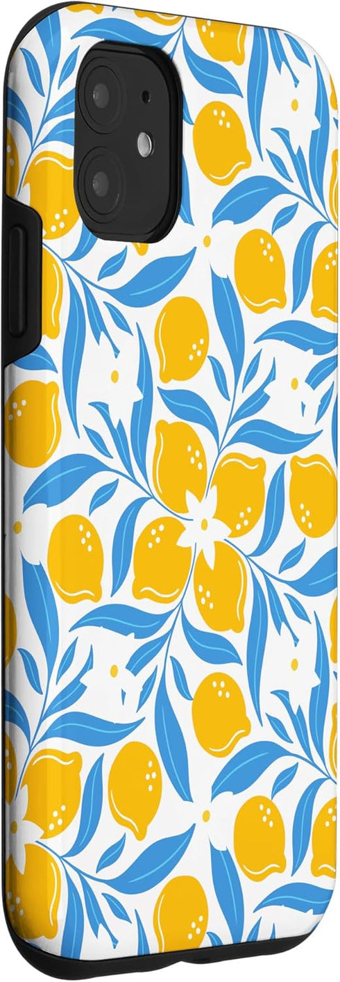 PrintablePretty 11 Pink Blue Cluster Lemon Floral Citrus Botanical Case for iPhone