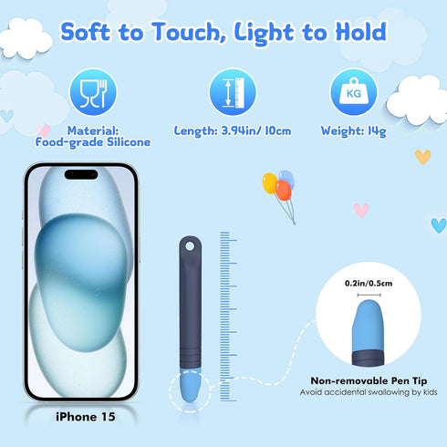 MoKo Kids Stylus Pen for Touch Screens, 2Pack Kindle Kids Stylus with Tethers, Soft Silicone for Kids Compatible with