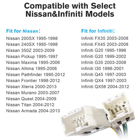 95-08 16Pin 10/6Pin 97-08 Aftermarket Radio Wire Harness Adapter Comaptible with Nissan Altima Frontier Maxima