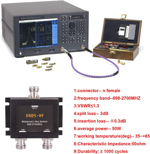 Wide-Band 2 Way Splitter, 3dB N Type Female-50 Ohm Cellular Signal Splitter for 4G/LTE System by XRDS-RF