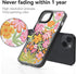 Cute Aesthetic iPhone 15 Case - Durable Girly Passion Flower Print Cover for Women, 6.1 inches, Black.