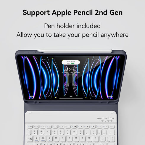 Keyboard Case for iPad Pro 11 Inch 4th/3rd/2nd Gen with Pencil Holder, Detachable Bluetooth Keyboard & Flip Stand,