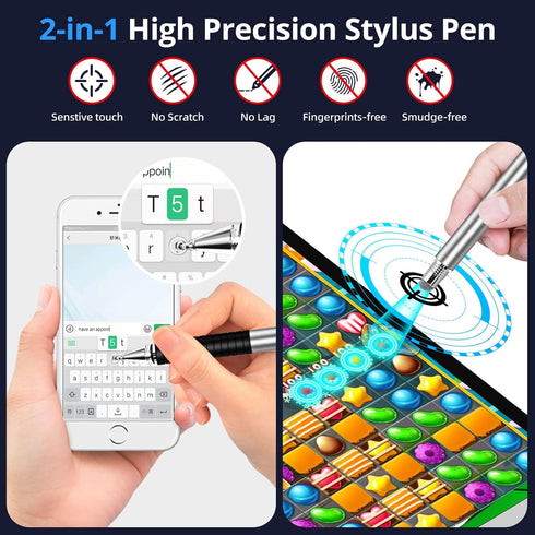 GUUGEI (4Pack,2 1 Capacitive Stylus Pen in Precision Series), Fibre Tips Universal Touch Screens Stylist, Fine Point