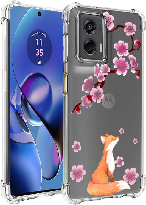 for Motorola Moto G Stylus 5G 2024 Case, Clear Cute Flowers Design for Girls, Slim Soft TPU Bumper Shockproof Cover