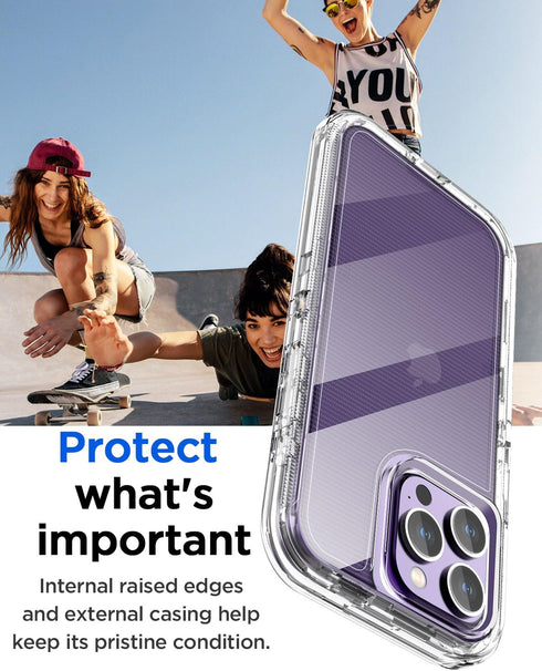 AICase Heavy Duty Clear Case for iPhone 15 Pro Max - 3-Layer, Military Grade, Shockproof, Not Yellowing, Drop