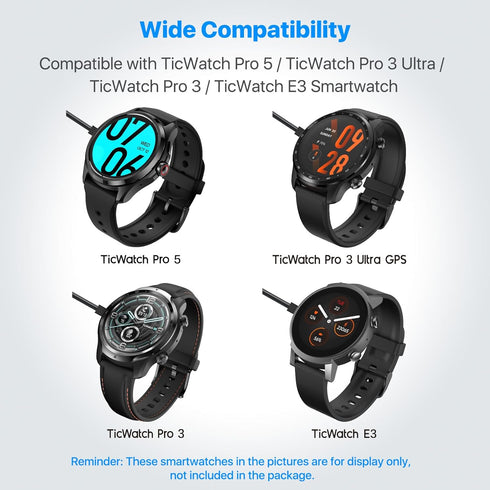 Ticwatch Pro 5 / Pro 3 Ultra GPS / Pro 3 GPS / E3 Charging Cable Replacement for Smartwatch