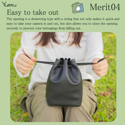 Drawstring Camera Bag, Soft Pouch with Thickened Flannel Lining for Mirrorless Cameras/Nikon/Canon/Sony/Fuji