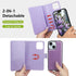 Varikke Detachable Wallet Case for iPhone 13, Glitter PU Leather with Card Holder, Magnetic Flip Cover (Light Purple)