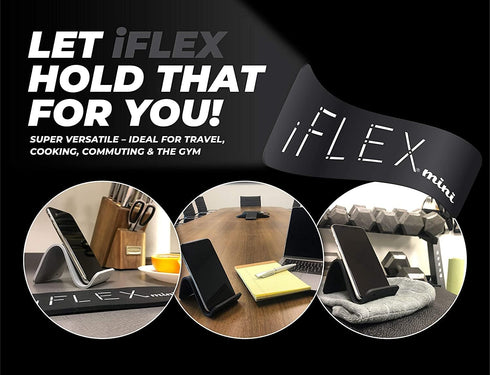 iFLEX Mini Flexible Phone Holder for Travel, Work and Home – This Travel Cell Phone Stand is The Perfect iPhone Holder and Works with Any Smartphone – Non-Slip Grip, Strong and Durable - Black