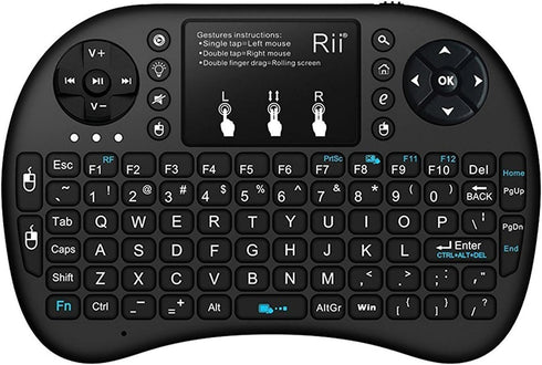 Rii i8 Mini Wireless Keyboard with Touchpad & QWERTY, 2.4G Portable Keyboard with USB Receiver for Laptop/PC/TV, Black