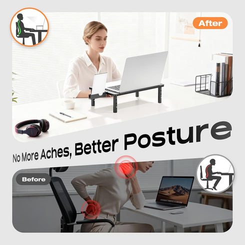3 1 Pack Computer Monitor Stand Riser for Desk, Height Adjustable PC Laptop TV Desktop Monitor Stand Shelf, Metal