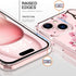 bicol Compatible with iPhone 15 Case,Crystal Clear Cover with Fashionable Designs for Girls Women,Slim Fit Shockproof Protective Acrylic Phone Case 6.1 inch,Blooming Cherry