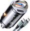 AINOPE 90W USB C Car Charger, Super Fast Charging, Fast Car Charger with 3.3ft Nylon Type C Cable, Mini Cigarette