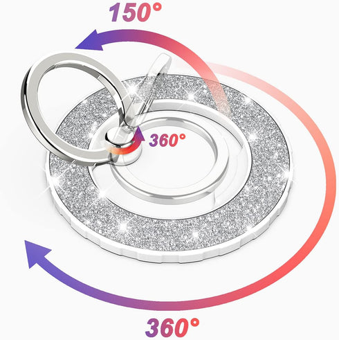 Magnetic Phone Ring Holder for MagSafe, Glitter Grip Compatible with iPhone 15/14/13/12 Pro Max Accessories