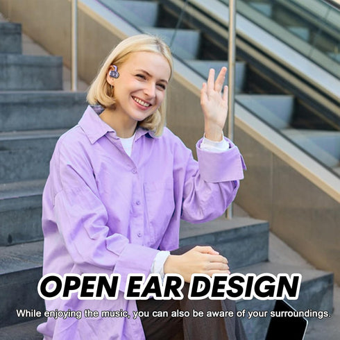 Purple Open Ear Headphones, Wireless 5.4 Bluetooth Hanging Earphones, TWS Earbuds with Ear Loops