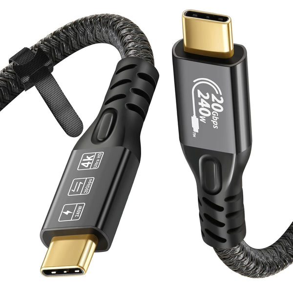 USB C Cable 3.2 Gen 2X2 20Gbps, 5A/240W PD3.1 Fast Charge Cord, Type C 4K@60Hz UHD Video, Compatible with Thunderbolt