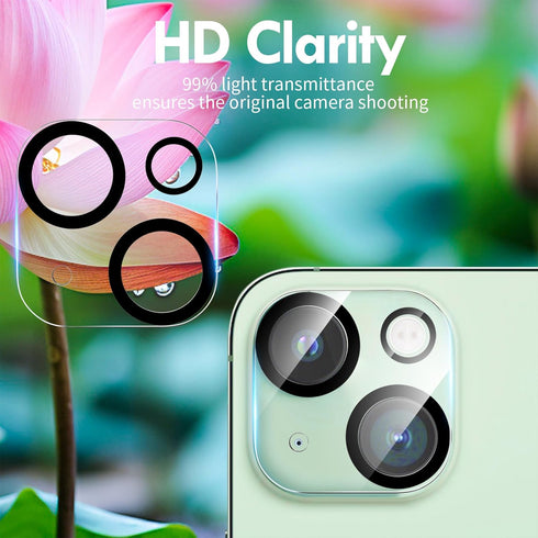 Xfilm Camera Lens Protector for iPhone 15 & 15 Plus, 9H Hardness Tempered Glass Cover, Ultra HD, Case Friendly