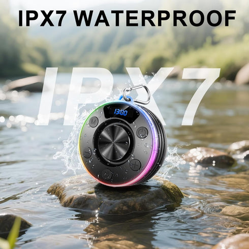 Dyurwa IPX7 Bluetooth Speaker, Shower Speaker Portable with Hook, Waterproof Bluetooth Speakers with Suction Cup