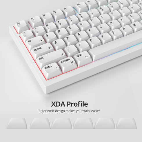 Guffercty kred 128 Keys Minimalist White Keycaps, XDA Profile Dye-sub PBT Keyboard Caps for 60% 65% 75% 96% Mechanical