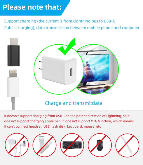 zoyuzan USB C Male to Lightning Female Charging Cord Adapter 3pack for iPhone Charger Cable Compatible for Galaxy Note S10 S20 S21 S22 S23 Ultra Z Flip S9 Plus LG Type C Ipad Pro Air4 Converter