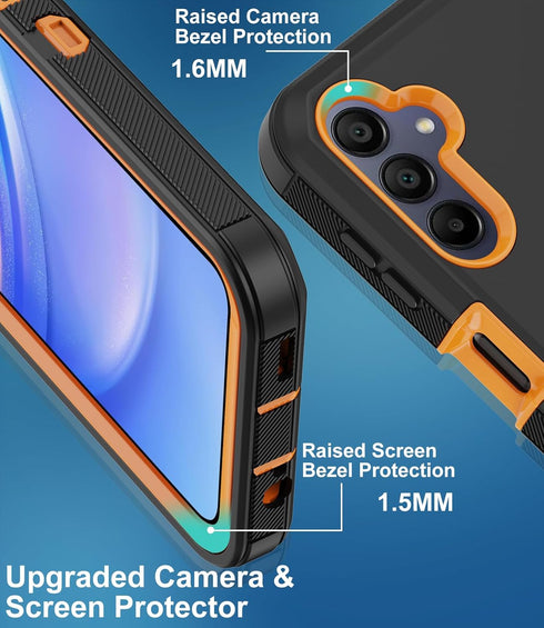 Samsung Galaxy A15 5G Case, with Built-in Screen Protector, Heavy Duty Drop Protection, Full Body Rugged Shockproof