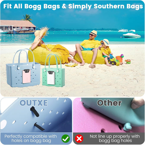 OUTXE 2 Pack Phone Holder for Bogg Bag, Silicone Cell Phone Accessories, White and Pink Insert for Simply Southern