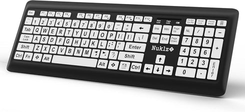 Magnus 325 Wireless Full Size Computer Keyboard, Large Print High Contrast Black & White Keys, Soft Buttons, Ideal for