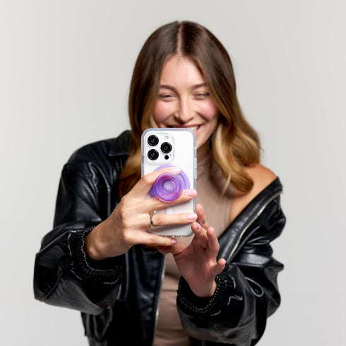 Lavender Translucent PopSockets Phone Grip with MagSafe Compatibility, Includes Adapter Ring, Wireless Charging