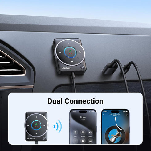 UGREEN Bluetooth 5.4 Aux Car Adapter, Enhanced Connection & Noise Cancellation, Plug & Play for Car Audio