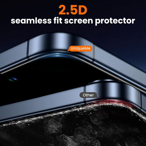 UniqueMe Screen Protector for iPhone 15 Pro Max, Military Grade Shatterproof, 9H+ Hardness, 2 Packs