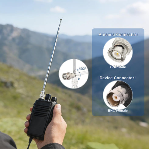 SZSAUTO 20-1300MHz 7 (2-Pack) Counter Police Radio Scanner Antenna BNC Male Section Telescopic Handheld Ham CB Antenna