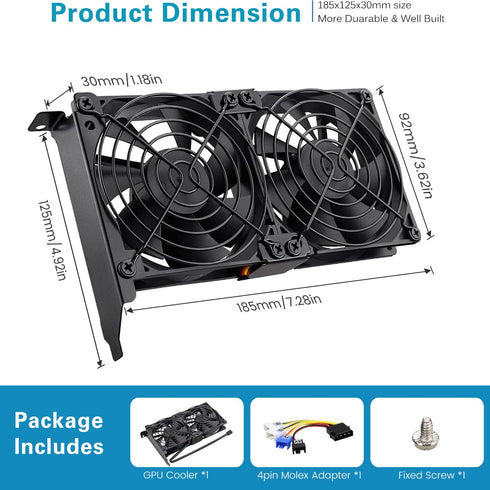 GDSTIME Graphic Card Fans, Dual 90mm 92mm Video Card Cooler for PCI Slot - VGA Fan