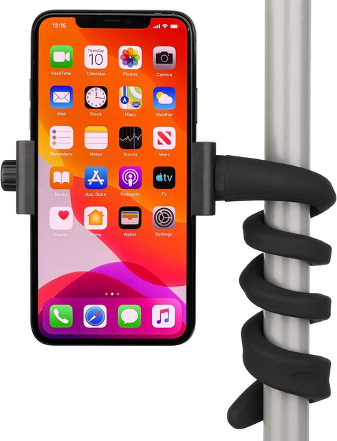 iTODOS Portable Flexible Cell Phone Holder Stand - Compatible with Treadmill, Stroller, Car, and Desk (Black)