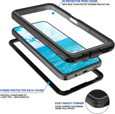 Samsung Galaxy A14 5G Phone Case, Waterproof with Clear Lens/Camera/Screen Protector, Rugged Military Shockproof - 6.6''
