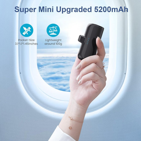 Mini Portable Charger 5200mAh, PD Fast Charging USB C Power Bank, Portable Phone Charger for Android, Compatible with