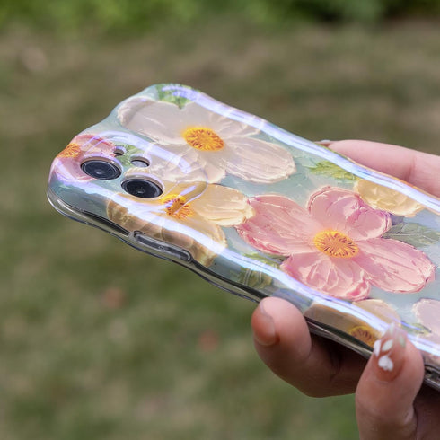 Colorful Retro Oil Painting Printed Flowers Case for iPhone 11, Fashion TPU Shockproof Protective Cover for Girls Women