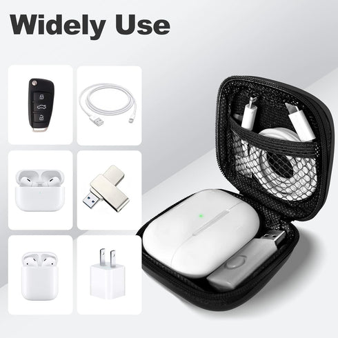Woyinger Square Earbud Case Portable EVA Storage Bag Cell Phone Accessories Organizer with Carabiner for Wired/Wireless